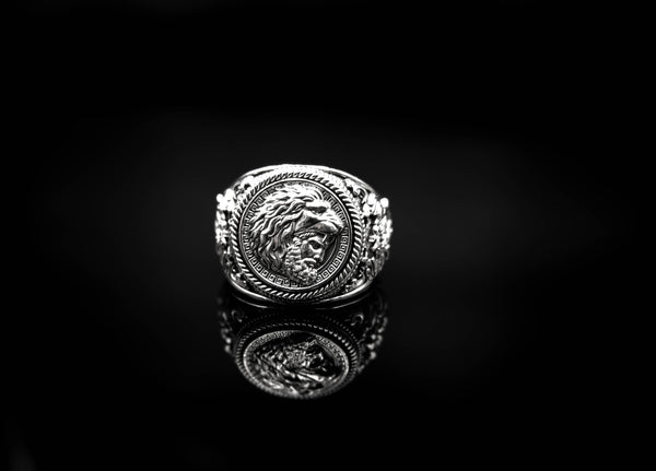 Hercules with Lion Ring Ancient Greek Mythology for Men Women Jewelry 925 Sterling Silver R-358