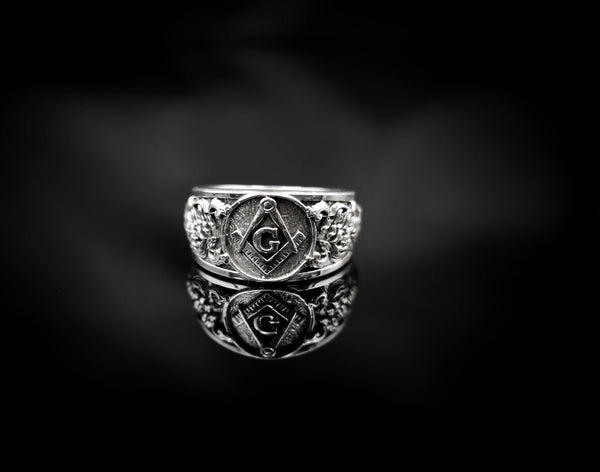 Freemason Symbol Masonic Band Rings Master Mason Biker Jewelry 925 Sterling Silver Size 6-15 R-504