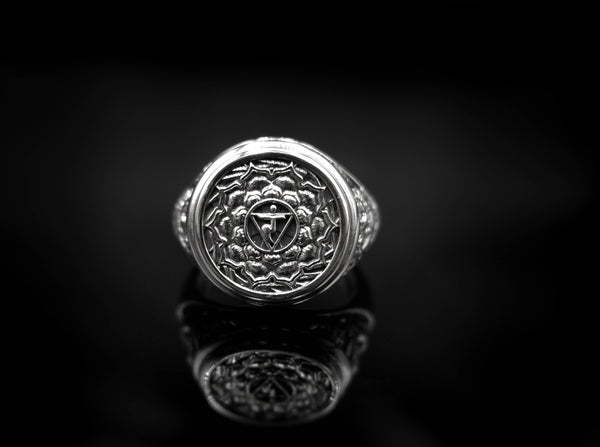Manipura Chakra Ring for Men Women Mandala Yoga Jewelry 925 Sterling Silver R-377