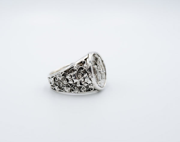 Saint Blaise Ring Protection Christian Catholic Jewelry 925 Sterling Silver R-537