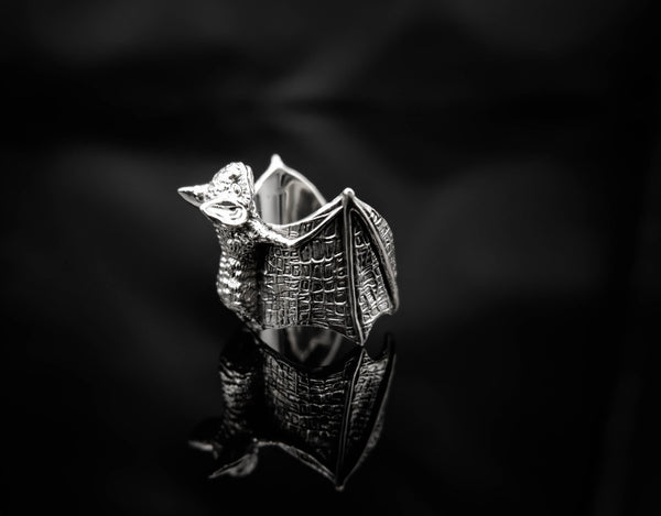 Bat Rings for Men Animal Punk Gothic Biker Jewelry 925 Sterling Silver Size 6-15 R-506