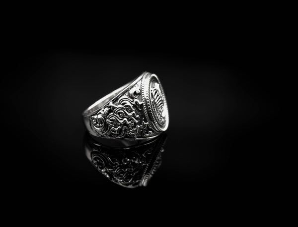 Cancer Zodiac Skull Ring Constellation Horoscope Gothic for Men Women Jewelry 925 Sterling Silver R-343