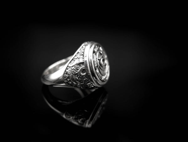 Svadhisthana Chakra Ring for Men Women Mandala Yoga Jewelry 925 Sterling Silver R-380