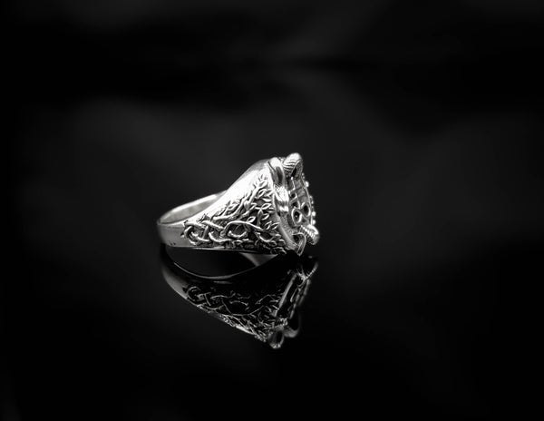 Satanic Cross with Snake Ring Seal of Satan Jewelry 925 Sterling Silver Size 6-15 R-514