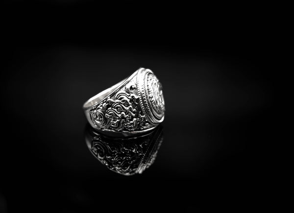 Hercules with Lion Ring Ancient Greek Mythology for Men Women Jewelry 925 Sterling Silver R-358