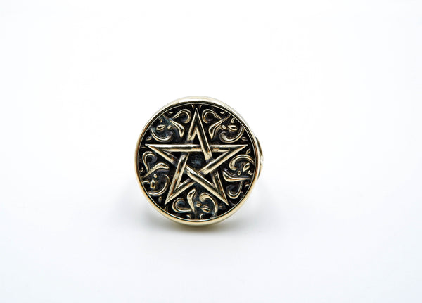 Pentagram Amulet Pentacle Star Ring for Women Men Gothic Biker Punk Brass Jewelry Size 6-15