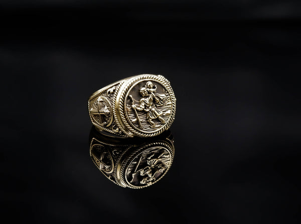 St. Christopher Ring Brass Jewelry Size 6-15 Br-418