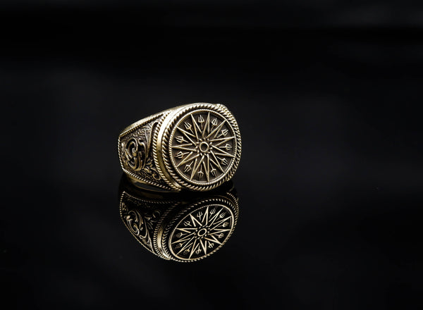 Trident Mandala Ring Greek Ancient Amulet Brass Jewelry Size 6-15 Br-415