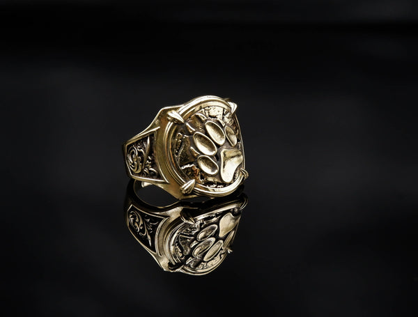 Norse Viking Bear Paw Ring Scandinavian Slavic Brass Jewelry Size 6-15 Br-413