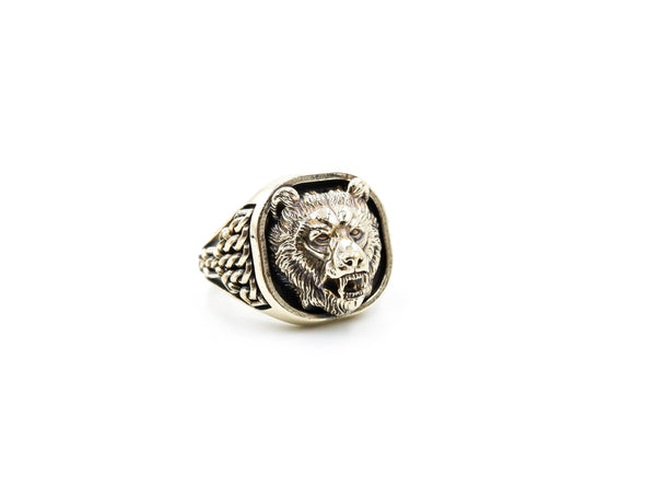 Scandinavian Bear Ring Gothic Men Animal for Men Women Brass Jewelry Size 6-15