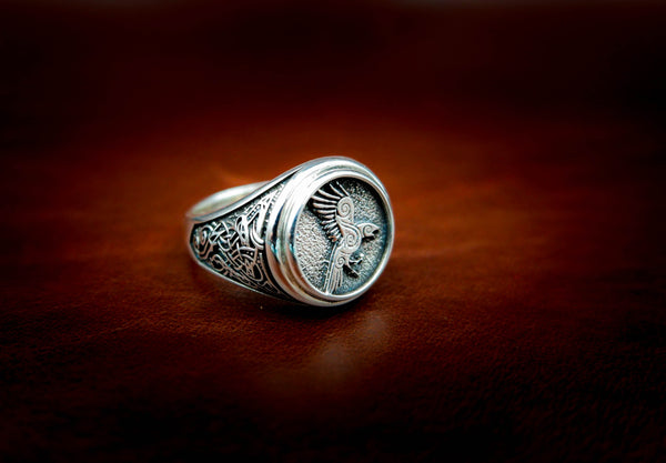 Raven Ring Viking Jewelry 925 Sterling Silver Size 6-15