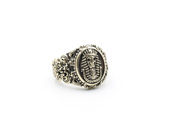 Egyptian Pharaoh Skull Ring Gothic Biker Amulet Brass Jewelry Size 6-15