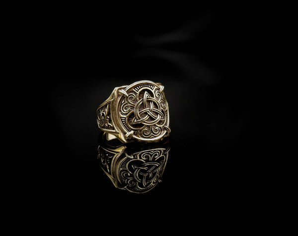 Triquetra Trinity Knot Ring for Men Ancient Viking Celtic Brass Jewelry Size 6-15 Br-404
