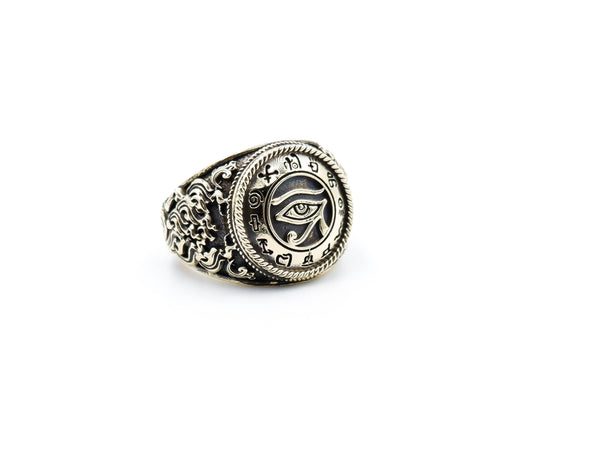 Eyes of Horus Ring for Men Women Ancient Egyptians Protection Brass Jewelry Size 6-15