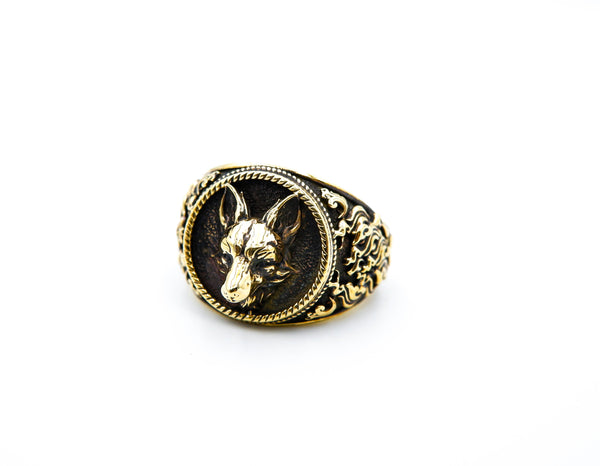 Fox Head Animal Biker Ring Gothic Punk Brass Jewelry Size 6-15