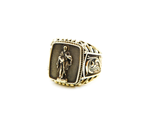 Catholic Signet St Saint Peter Ring Brass Jewelry Size 6-15