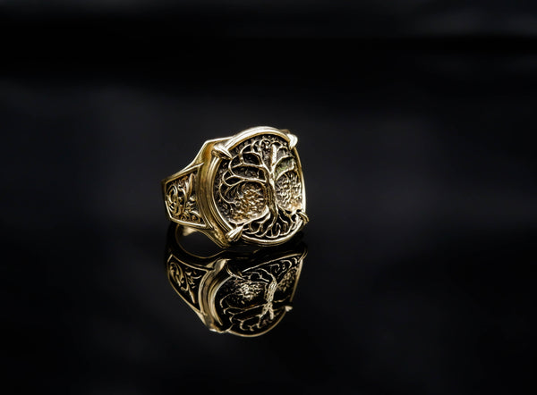 Tree of Life Ring for Mens Biker Gothic Brass Jewelry Size 6-15 Br-401