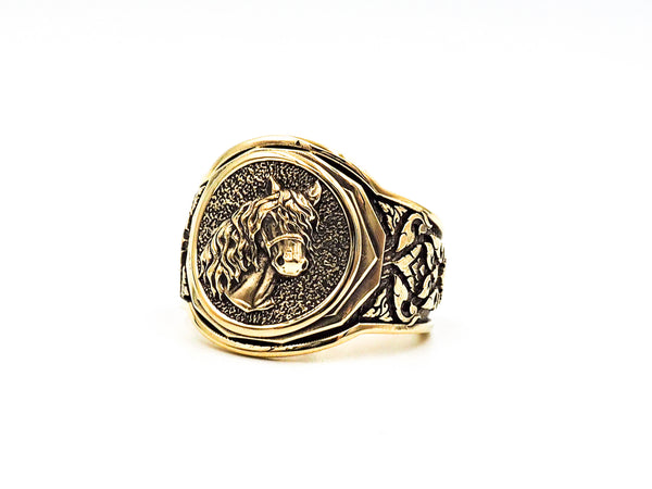 Men's Horse Head Ring, Mens Horse Ring Animal Brass Jewelry Size 6-15
