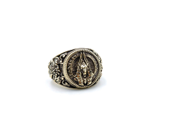 Anubis Signet Mens Ring Ancient Egyptian God Amulet Brass Jewelry Size 6-15