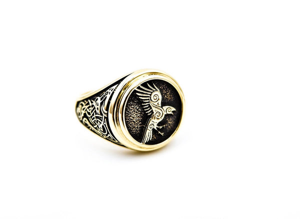 Raven Ring Viking Brass Jewelry BR-136