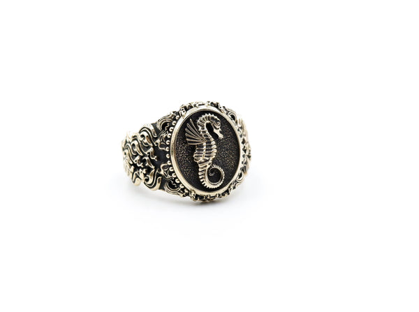 Sea Horse Ring Gothic Men Animal Ocean Brass Jewelry Size 6-15