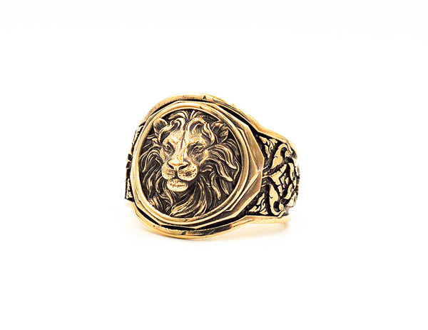Men's Lion Head Ring, Mens Lion Ring Animal Brass Jewelry Size 6-15