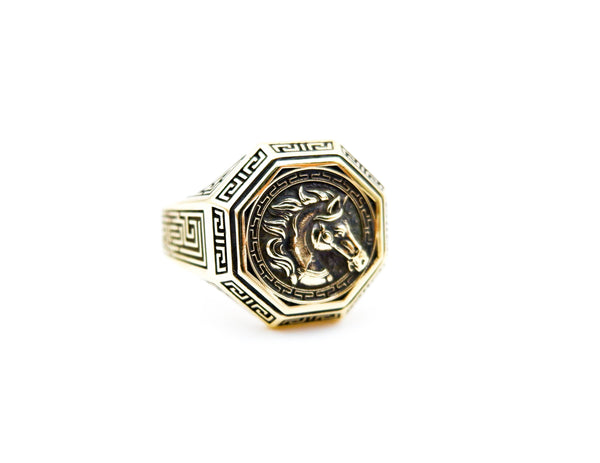 Men's Horse Head Ring Animal Jewelry for Mens Women Brass Jewelry Size 6-15