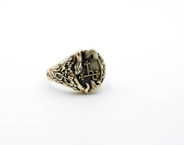 Sigil of Lilith with Snake Ring Solomon Seal kabbalah Magic Brass Jewelry Br-516