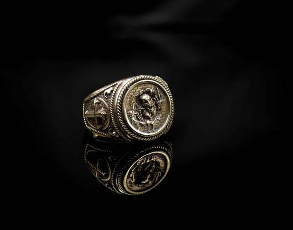 Middle Finger Skull Ring for Men Biker Punk Gothic Brass Jewelry Size 6-15 Br-408