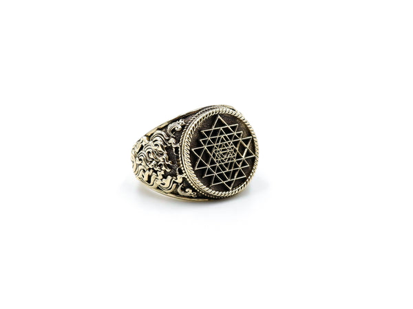 Sri Yantra Ring Gothic Triangle Hindu Talisman for Men Women Brass Jewelry Size 6-15