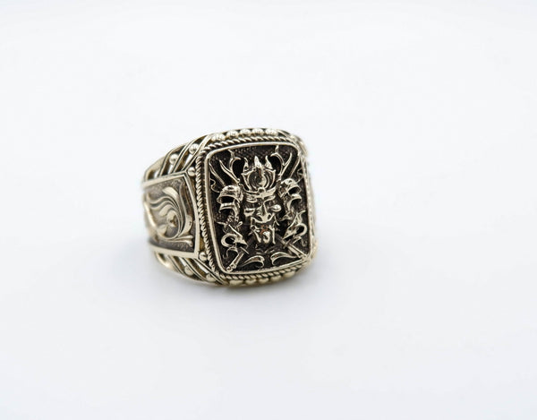 Japanese Samurai Warrior Ring Oni Gothic Brass Jewelry Br-527