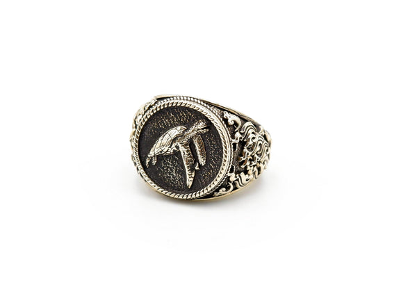 Sea Turtle Rings for Men Women Brass Jewelry Size 6-15