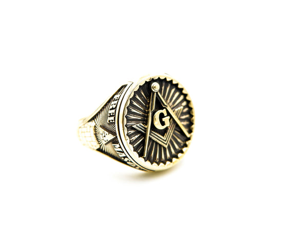 Freemason Masonic Biker Ring for Women Men Brass Jewelry Size 6-15