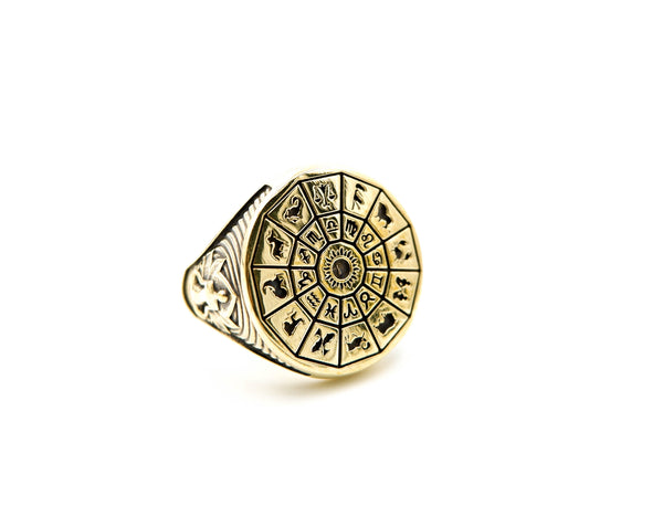 Zodiac Sign Constellation Ring Women Men Brass Jewelry Size 6-15