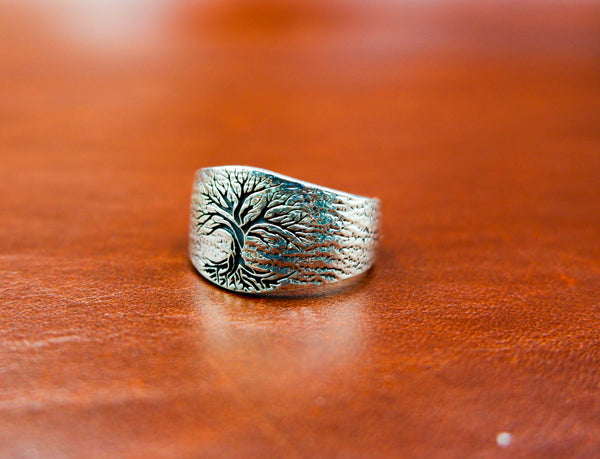 Tree of Life Band Ring Men Women 925 Sterling Silver Size 6-15