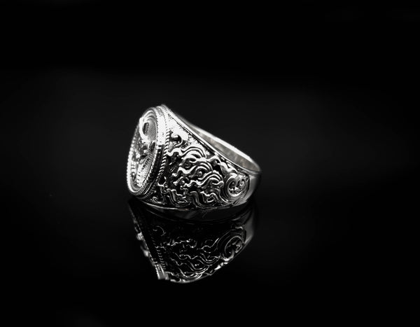 Pisces Zodiac Skull Ring Constellation Horoscope Gothic for Men Women Jewelry 925 Sterling Silver R-348