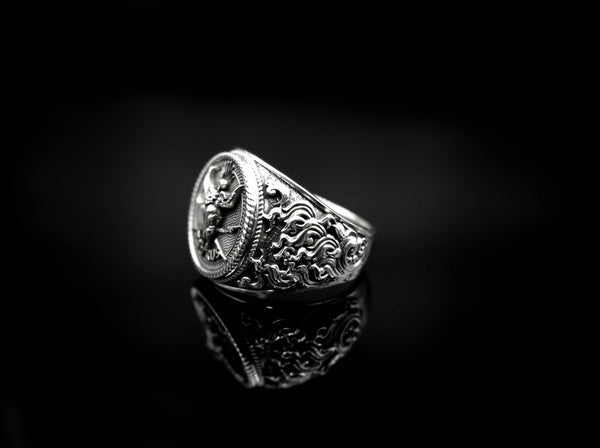 Taurus Zodiac Skull Ring Constellation Horoscope Gothic for Men Women Jewelry 925 Sterling Silver R-351