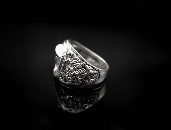 Egyptian Queen Nefertiti Ring for Men Women Egypt Ankh Cross Jewelry 925 Sterling Silver R-365