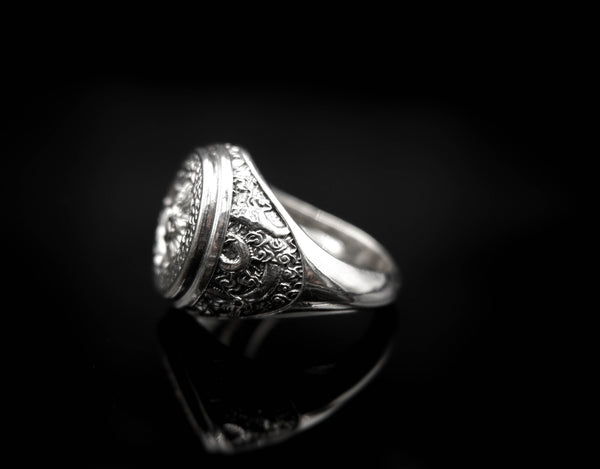 Sahasrara Chakra Ring for Men Women Mandala Yoga Om Jewelry 925 Sterling Silver R-379