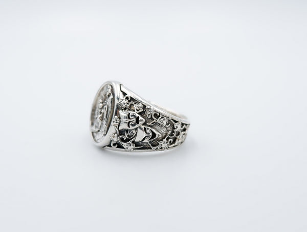 Saint Blaise Ring Protection Christian Catholic Jewelry 925 Sterling Silver R-537