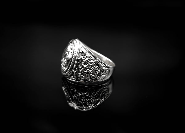 Hercules with Lion Ring Ancient Greek Mythology for Men Women Jewelry 925 Sterling Silver R-358