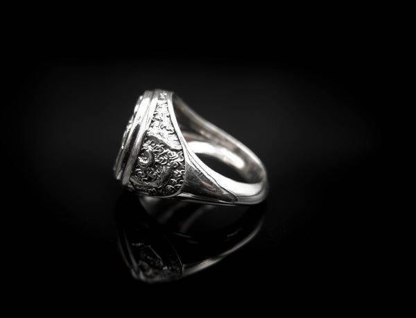 Muladhara Chakra Ring for Men Women Mandala Yoga Jewelry 925 Sterling Silver R-378