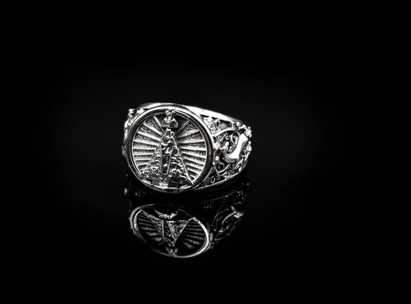 Our Lady Of Guadalupe Virgin Mary Ring for Men Women Christian Jewelry 925 Sterling Silver R-368