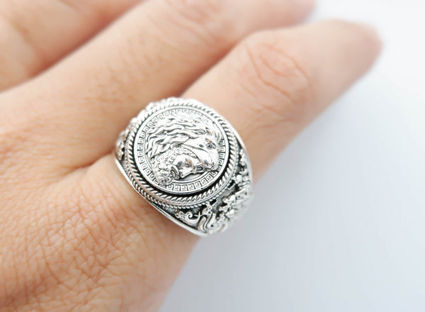 Hercules with Lion Ring Ancient Greek Mythology for Men Women Jewelry 925 Sterling Silver R-358