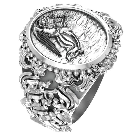 Saint St Gabriel the Archangel Ring Amulet Protection Mens Womens Jewelry 925 Sterling Silver