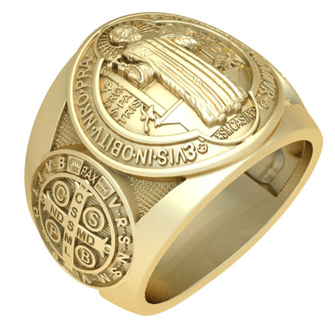 Saint Benedict Ring Exorcism Christian Brass Jewelry Size 6-15