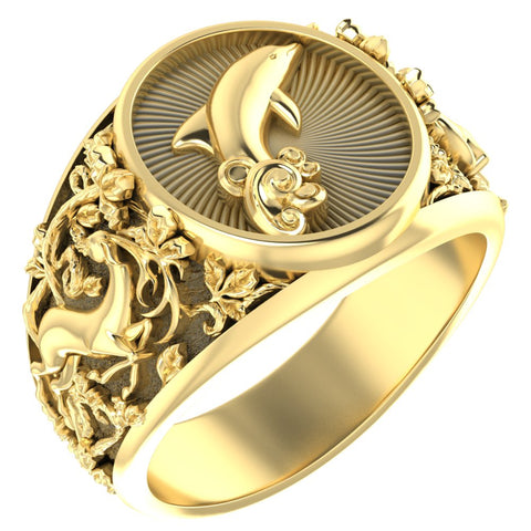 Dolphin Ocean Animal Ring for Women Men Fish Brass Jewelry Size 6-15