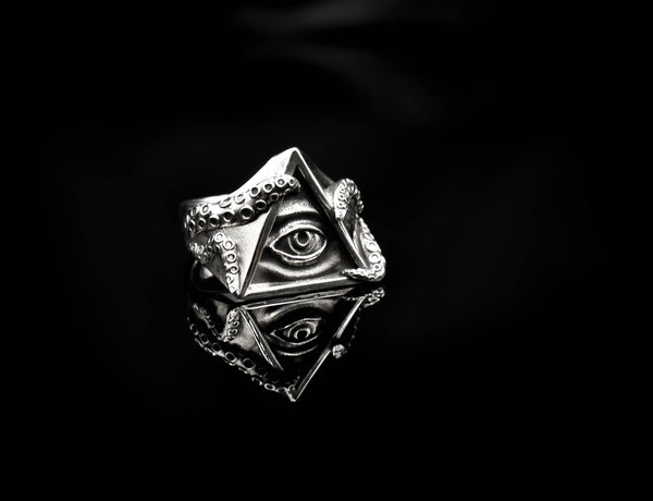 Seeing Eye Ring for Men Illuminati Eye Triangle Masonic Jewelry 925 Sterling Silver R-425