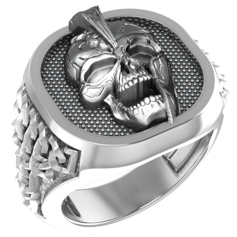 Spartan Skull Ring Gothic Men Ancient Greek warrior Jewelry 925 Sterling Silver