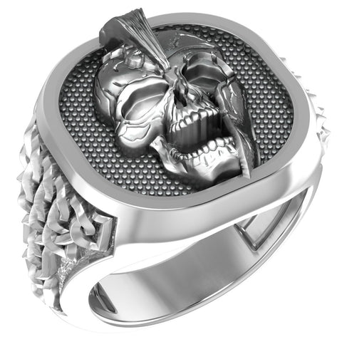 Spartan Skull Ring Gothic Men Ancient Greek warrior Jewelry 925 Sterling Silver